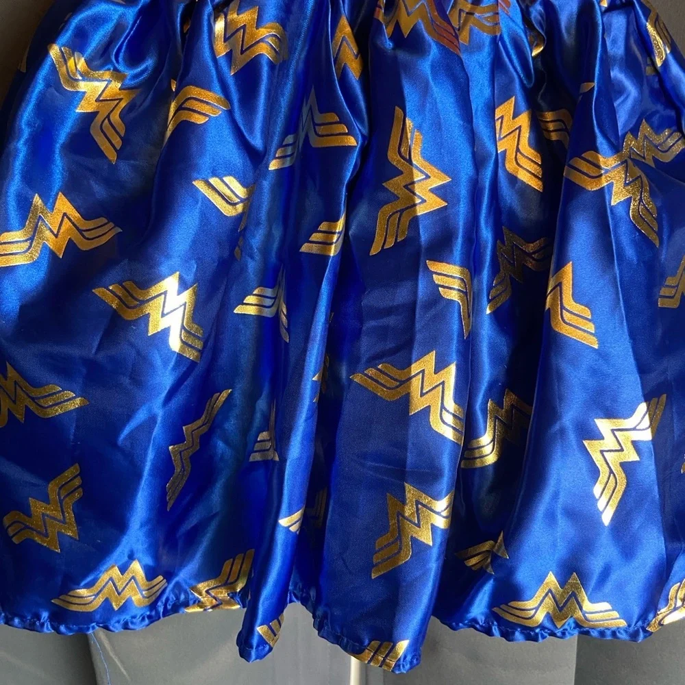 Wonder Woman Kids Costume Dress with Cape, Headband, Wristbands, and Belt- Small